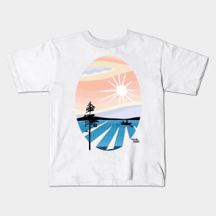 Sunset rowing boat Kids T-Shirt